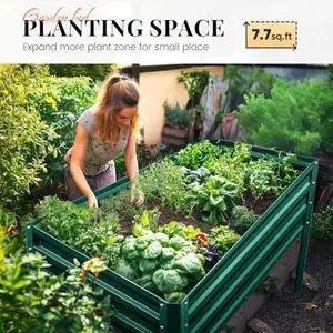 KING BIRD Large Raised Garden Bed with Legs Galvanized Elevated Planter Box 48×24×32 in for Backyard, Patio, Balcony, 400lb Capacity, Green KING BIRD Large Raised Garden Bed with Legs Galvanized Elevated Planter Box 48×24×32 in for Backyard, Patio, Balcony, 400lb Capacity, Green