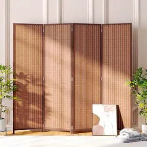 JOSTYLE 4 Panel Folding Privacy Screens 6ft Bamboo Freestanding Room Dividers, 70.9" H x 79" W JOSTYLE 4 Panel Folding Privacy Screens 6ft Bamboo Freestanding Room Dividers, 70.9" H x 79" W