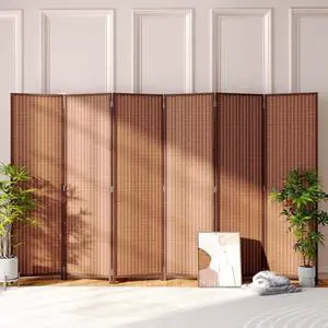 JOSTYLE 6 Panel Folding Privacy Screens 6ft Bamboo Freestanding Room Dividers, 70.9" H x 118" W JOSTYLE 6 Panel Folding Privacy Screens 6ft Bamboo Freestanding Room Dividers, 70.9" H x 118" W