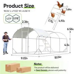 Quictent Essential Series 18x9x6.6ft Metal Chicken Coop Run with Climbing Ladder, Walk-in Outdoor Poultry Cage with PVC Coated Chicken Wire, Hen Duck Rabbit Farm House, Waterproof Anti-UV Cover Quictent Essential Series 18x9x6.6ft Metal Chicken Coop Run with Climbing Ladder, Walk-in Outdoor Poultry Cage with PVC Coated Chicken Wire, Hen Duck Rabbit Farm House, Waterproof Anti-UV Cover