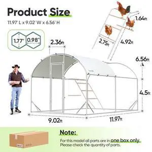 Quictent Essential Series 12x9x6.6ft Metal Chicken Coop Run with Climbing Ladder, Walk-in Outdoor Poultry Cage with PVC Coated Chicken Wire, Hen Duck Rabbit Farm House, Waterproof Anti-UV Cover Quictent Essential Series 12x9x6.6ft Metal Chicken Coop Run with Climbing Ladder, Walk-in Outdoor Poultry Cage with PVC Coated Chicken Wire, Hen Duck Rabbit Farm House, Waterproof Anti-UV Cover