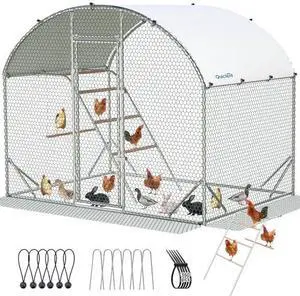 Quictent Essential Series 6.6x9x6.6ft Metal Chicken Coop Run with Climbing Ladder, Walk-in Outdoor Poultry Cage with PVC Coated Chicken Wire, Hen Duck Rabbit Farm House, Waterproof Anti-UV Cover Quictent Essential Series 6.6x9x6.6ft Metal Chicken Coop Run with Climbing Ladder, Walk-in Outdoor Poultry Cage with PVC Coated Chicken Wire, Hen Duck Rabbit Farm House, Waterproof Anti-UV Cover