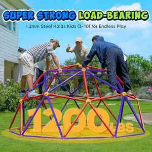 Zupapa 10FT Climbing Dome with Hammock, Outdoor Jungle Gym for Kids, Geometric Dome Climber Supporting 1200LBS Outdoor Play Equipment, Purple&Red Zupapa 10FT Climbing Dome with Hammock, Outdoor Jungle Gym for Kids, Geometric Dome Climber Supporting 1200LBS Outdoor Play Equipment, Purple&Red