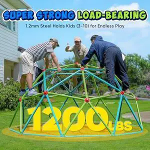Zupapa 10FT Climbing Dome with Hammock, Outdoor Jungle Gym for Kids, Geometric Dome Climber Supporting 1200LBS Outdoor Play Equipment, Cyan&Green Zupapa 10FT Climbing Dome with Hammock, Outdoor Jungle Gym for Kids, Geometric Dome Climber Supporting 1200LBS Outdoor Play Equipment, Cyan&Green