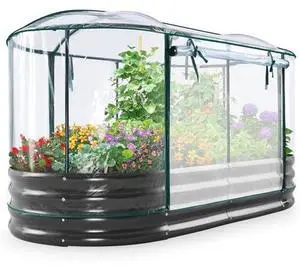 KING BIRD Raised Garden Bed with Cover Galvanized Oval Planter Garden Box Outdoor for Gardening, Vegetables, Flowers 71x36x12 in, White KING BIRD Raised Garden Bed with Cover Galvanized Oval Planter Garden Box Outdoor for Gardening, Vegetables, Flowers 71x36x12 in, White