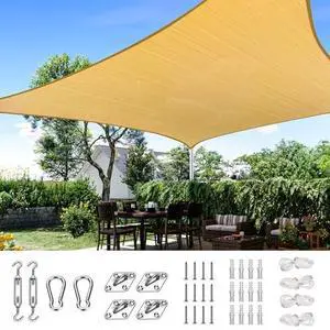 Quictent 24X24FT Large Oversized 185G HDPE Square Sun Shade Sail Canopy 98% UV Block Outdoor Patio Garden with Hardware Kit Quictent 24X24FT Large Oversized 185G HDPE Square Sun Shade Sail Canopy 98% UV Block Outdoor Patio Garden with Hardware Kit