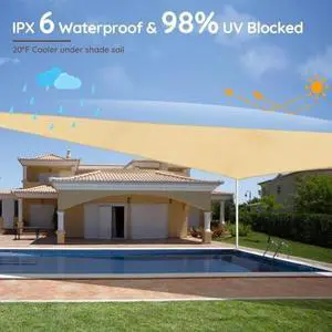 Quictent Waterproof Sun Shade Sail for Patios 185G Polyester Fabric Cloth, 98% UV Block Outdoor Awning Shelter for Commercial, Backyard, Garden, Deck, Hardware Kit Included, Sand 20x16 ft Quictent Waterproof Sun Shade Sail for Patios 185G Polyester Fabric Cloth, 98% UV Block Outdoor Awning Shelter for Commercial, Backyard, Garden, Deck, Hardware Kit Included, Sand 20x16 ft