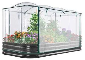 KING BIRD Raised Garden Bed with Cover Galvanized Oval Planter Garden Box 94.5x47.2x11.8 in, Clear, Outdoor for Gardening, Vegetables, Flowers KING BIRD Raised Garden Bed with Cover Galvanized Oval Planter Garden Box 94.5x47.2x11.8 in, Clear, Outdoor for Gardening, Vegetables, Flowers