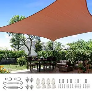 Quictent 12x16ft 185G HDPE Rectangle Sun Shade Sail Canopy 98% UV Block Outdoor Patio Garden with Hardware Kit (Terracotta) Quictent 12x16ft 185G HDPE Rectangle Sun Shade Sail Canopy 98% UV Block Outdoor Patio Garden with Hardware Kit (Terracotta)