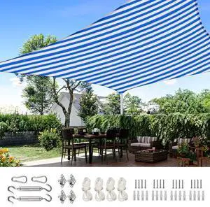 Quictent 20x26ft Sun Shade Sail for Patio, 185GSM Heavy Duty Rectangular Outdoor Sunshades UV Block Outside Canopy Cover for Backyard White and Blue Multi Quictent 20x26ft Sun Shade Sail for Patio, 185GSM Heavy Duty Rectangular Outdoor Sunshades UV Block Outside Canopy Cover for Backyard White and Blue Multi