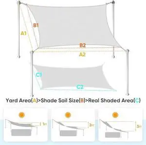 Quictent Sun Shade Sail for Patio, 185GSM Heavy Duty Rectangular Outdoor Sunshades UV Block Outside Canopy Cover for Backyard, 20x26ft Quictent Sun Shade Sail for Patio, 185GSM Heavy Duty Rectangular Outdoor Sunshades UV Block Outside Canopy Cover for Backyard, 20x26ft