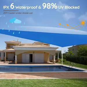 Quictent Waterproof Sun Shade Sail for Patios 185G Polyester Fabric Cloth, 98% UV Block Outdoor Awning Shelter for Commercial, Backyard, Garden, Deck, Hardware Kit Included 20x16 ft, Blue Quictent Waterproof Sun Shade Sail for Patios 185G Polyester Fabric Cloth, 98% UV Block Outdoor Awning Shelter for Commercial, Backyard, Garden, Deck, Hardware Kit Included 20x16 ft, Blue
