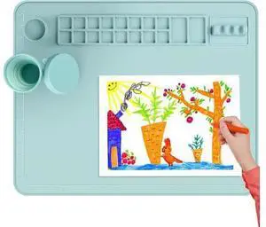 16" x 20" Silicone Craft Mat, Painting Paint Palette for Resin Casting Mold Mat, Nonstick Craft Sheet with Removable Cleaning Water Cup for Painting, Clay, Art, DIY Projects 16" x 20" Silicone Craft Mat, Painting Paint Palette for Resin Casting Mold Mat, Nonstick Craft Sheet with Removable Cleaning Water Cup for Painting, Clay, Art, DIY Projects