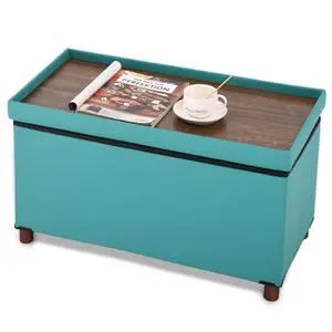 Dorriss Ottoman Storage Bench for Living Room with Tray, Bedroom Foot Stool, Coffee Table Lid, End of Bed Faxu Leather 30" Inch (L-Green) Dorriss Ottoman Storage Bench for Living Room with Tray, Bedroom Foot Stool, Coffee Table Lid, End of Bed Faxu Leather 30" Inch (L-Green)
