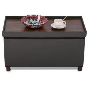 Dorriss Ottoman Storage Bench for Living Room with Tray, Bedroom Foot Stool, Coffee Table Lid, End of Bed Faxu Leather 30" Inch (L-Grey) Dorriss Ottoman Storage Bench for Living Room with Tray, Bedroom Foot Stool, Coffee Table Lid, End of Bed Faxu Leather 30" Inch (L-Grey)