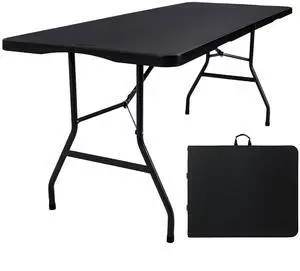 Byliable Folding Table 6ft Portable Heavy Duty Plastic Fold-in-Half 6 Foot Foldable Table Utility Dining Indoor Outdoor for Camping Picnic and Party, Black Byliable Folding Table 6ft Portable Heavy Duty Plastic Fold-in-Half 6 Foot Foldable Table Utility Dining Indoor Outdoor for Camping Picnic and Party, Black