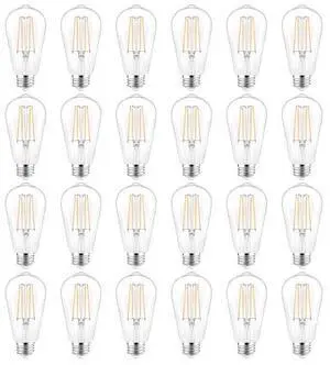 PARTPHONER LED Light Bulbs Dimmable Vintage Edison Bulb, E26 LED Bulb 60W Equivalent 720 Lumens, Warm White 2700K, ST58 Antique LED Filament Bulb CRI 85+, Clear Glass, Pack of 24 PARTPHONER LED Light Bulbs Dimmable Vintage Edison Bulb, E26 LED Bulb 60W Equivalent 720 Lumens, Warm White 2700K, ST58 Antique LED Filament Bulb CRI 85+, Clear Glass, Pack of 24