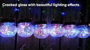 PARTPHONER Solar Lights Outdoor Waterproof 12-Pack, Solar Powered Hanging Lantern Cracked Glass Hanging Globes for Yard Decor Christmas Decoration, Shepherd Hook, Garden Tree Ornaments, RGB PARTPHONER Solar Lights Outdoor Waterproof 12-Pack, Solar Powered Hanging Lantern Cracked Glass Hanging Globes for Yard Decor Christmas Decoration, Shepherd Hook, Garden Tree Ornaments, RGB