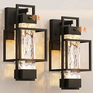 PARTPHONER Modern Motion Sensor Outdoor Wall Lights 2 Pack, 15" Exterior Wall Sconce Waterproof Porch Light, Outside Light for House with Water Glass for Garage Doorway-Only Lights up with Motion PARTPHONER Modern Motion Sensor Outdoor Wall Lights 2 Pack, 15" Exterior Wall Sconce Waterproof Porch Light, Outside Light for House with Water Glass for Garage Doorway-Only Lights up with Motion