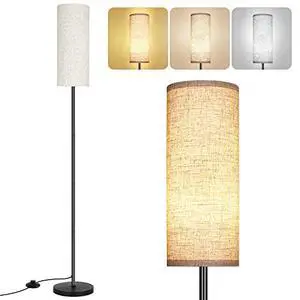 PARTPHONER Floor Lamp with Linen Shade and Shelf Floor Lamp with White Shade PARTPHONER Floor Lamp with Linen Shade and Shelf Floor Lamp with White Shade