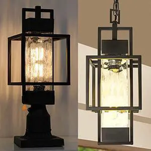 PARTPHONER Outdoor Indoor Pendant Light with Dusk to Dawn Outdoor Post Light PARTPHONER Outdoor Indoor Pendant Light with Dusk to Dawn Outdoor Post Light