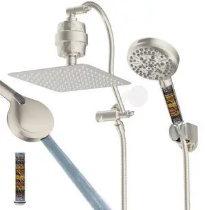 Hibbent All Metal 10'' Filtered Rainfall Shower Head Combo, High Pressure Handheld Shower Head with Hibbent All Metal 10'' Filtered Rainfall Shower Head Combo, High Pressure Handheld Shower Head with