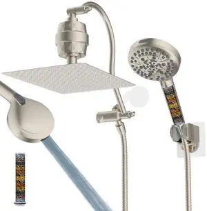 Hibbent All Metal 12'' Filtered Rainfall Shower Head Combo, High Pressure Handheld Shower Head with Hibbent All Metal 12'' Filtered Rainfall Shower Head Combo, High Pressure Handheld Shower Head with
