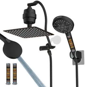 Hibbent All Metal 10'' Dual Filtered Rainfall Shower Head Combo, High Pressure Handheld Shower Head Hibbent All Metal 10'' Dual Filtered Rainfall Shower Head Combo, High Pressure Handheld Shower Head