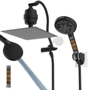 Hibbent All Metal 12'' Dual Filtered Rainfall Shower Head Combo, High Pressure Handheld Shower Head Hibbent All Metal 12'' Dual Filtered Rainfall Shower Head Combo, High Pressure Handheld Shower Head