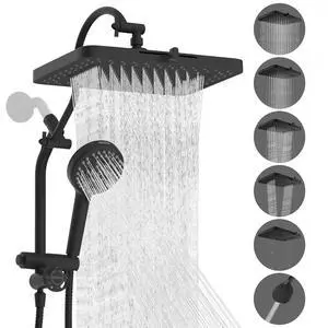 Hibbent cUPC Certified 13'' Shower Head Combo, High Pressure 5 Spray Rainfall Showerhead, 10 Spray M Hibbent cUPC Certified 13'' Shower Head Combo, High Pressure 5 Spray Rainfall Showerhead, 10 Spray M