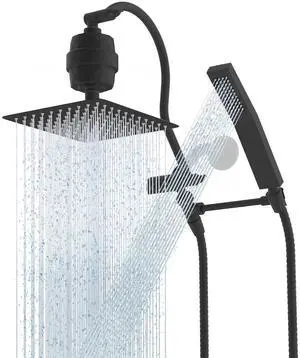 Hibbent All Metal 10'' Filtered Rainfall Shower Head Combo, High Pressure Handheld Shower Wand, 12'' Hibbent All Metal 10'' Filtered Rainfall Shower Head Combo, High Pressure Handheld Shower Wand, 12''