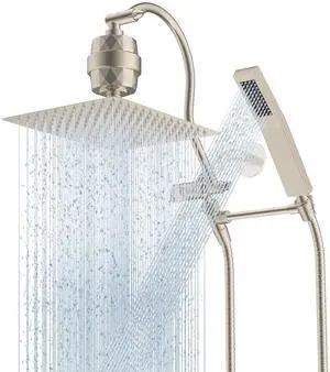 Hibbent All Metal 12'' Filtered Rainfall Shower Head Combo, High Pressure Handheld Shower Wand, 12'' Hibbent All Metal 12'' Filtered Rainfall Shower Head Combo, High Pressure Handheld Shower Wand, 12''
