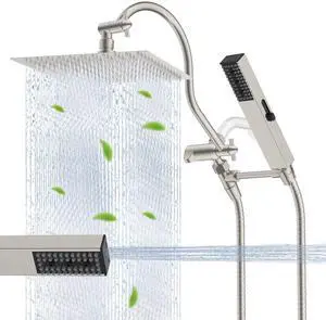 Hibbent All Metal cUPC Certified Shower Head, 12'' High Pressure Rainfall Showerhead Combo, Handheld Hibbent All Metal cUPC Certified Shower Head, 12'' High Pressure Rainfall Showerhead Combo, Handheld