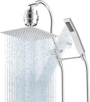 Hibbent All Metal 12'' Filtered Rainfall Shower Head Combo, High Pressure Handheld Shower Wand, 12'' Hibbent All Metal 12'' Filtered Rainfall Shower Head Combo, High Pressure Handheld Shower Wand, 12''