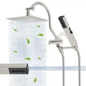 Hibbent All Metal cUPC Certified Shower Head, 10'' High Pressure Rainfall Showerhead Combo, Handheld Hibbent All Metal cUPC Certified Shower Head, 10'' High Pressure Rainfall Showerhead Combo, Handheld