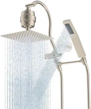 Hibbent All Metal 10'' Filtered Rainfall Shower Head Combo, High Pressure Handheld Shower Wand, 12'' Hibbent All Metal 10'' Filtered Rainfall Shower Head Combo, High Pressure Handheld Shower Wand, 12''