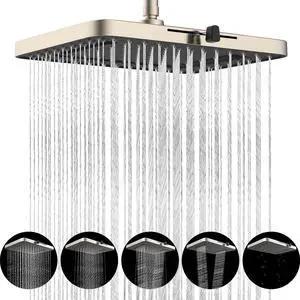 Hibbent cUPC Certified 5 Spray Modes Shower Head, 13'' High Pressure Large Rainfall Shower Head, Hig Hibbent cUPC Certified 5 Spray Modes Shower Head, 13'' High Pressure Large Rainfall Shower Head, Hig