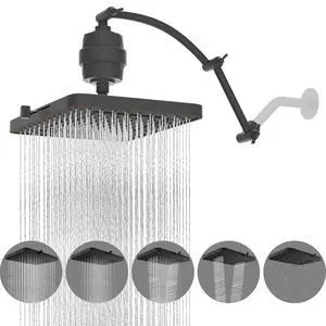 Hibbent Rain Filtered Shower Head, 13'' High Pressure Rainfall 5 Modes Showerhead with 16" Shower He Hibbent Rain Filtered Shower Head, 13'' High Pressure Rainfall 5 Modes Showerhead with 16" Shower He