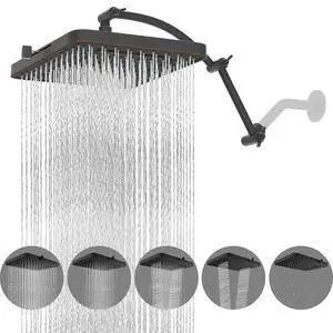 Hibbent Rain Shower Head, 13'' High Pressure Rainfall 5 Spray Mode Showerhead with 16" Shower Head E Hibbent Rain Shower Head, 13'' High Pressure Rainfall 5 Spray Mode Showerhead with 16" Shower Head E