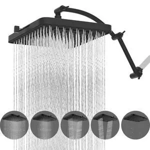Hibbent Rain Shower Head, 13'' High Pressure Rainfall 5 Spray Mode Showerhead with 16" Shower Head E Hibbent Rain Shower Head, 13'' High Pressure Rainfall 5 Spray Mode Showerhead with 16" Shower Head E