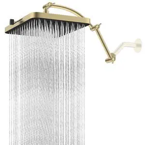 Hibbent Rain Shower Head, 13'' High Pressure Rainfall Square 5 Spray Mode Showerhead with 16" Shower Hibbent Rain Shower Head, 13'' High Pressure Rainfall Square 5 Spray Mode Showerhead with 16" Shower