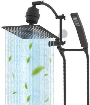Hibbent Metal 10'' Filtered Rainfall Shower Head with Handheld Combo, High Pressure Shower Wand, 16' Hibbent Metal 10'' Filtered Rainfall Shower Head with Handheld Combo, High Pressure Shower Wand, 16'
