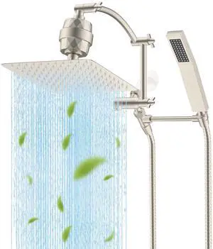 Hibbent Metal 10'' Filtered Rainfall Shower Head with Handheld Combo, High Pressure Shower Wand, 16' Hibbent Metal 10'' Filtered Rainfall Shower Head with Handheld Combo, High Pressure Shower Wand, 16'