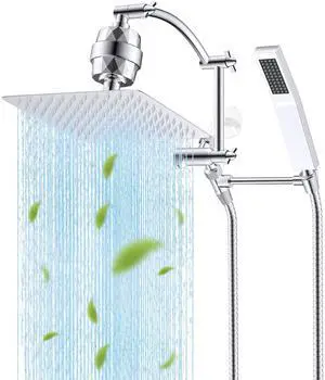 Hibbent All Metal 10'' Filtered Rainfall Shower Head with Handheld Combo, High Pressure Shower Wand, Hibbent All Metal 10'' Filtered Rainfall Shower Head with Handheld Combo, High Pressure Shower Wand,