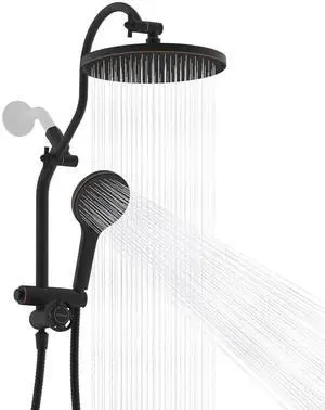 Hibbent cUPC Certified Self-cleaning Shower Head Combo, High Pressure 10'' Rain Showerhead with 3-Sp Hibbent cUPC Certified Self-cleaning Shower Head Combo, High Pressure 10'' Rain Showerhead with 3-Sp