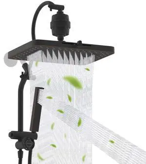Hibbent 5-spray Filtered Rainfall Shower Head Combo, High Pressure 13'' Showerhead with Stainless St Hibbent 5-spray Filtered Rainfall Shower Head Combo, High Pressure 13'' Showerhead with Stainless St