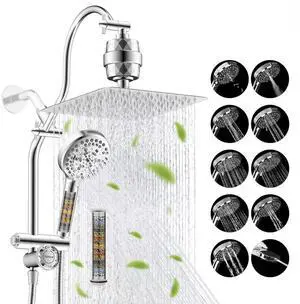 Hibbent Dual Filter All Metal 10"Rainfall Showerhead Combo, High Pressure Filter Shower Head with 10 Hibbent Dual Filter All Metal 10"Rainfall Showerhead Combo, High Pressure Filter Shower Head with 10