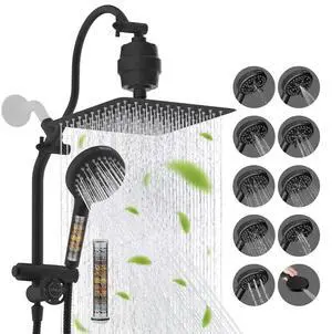 Hibbent Dual Filter All Metal 10"Rainfall Showerhead Combo, High Pressure Filter Shower Head with 10 Hibbent Dual Filter All Metal 10"Rainfall Showerhead Combo, High Pressure Filter Shower Head with 10