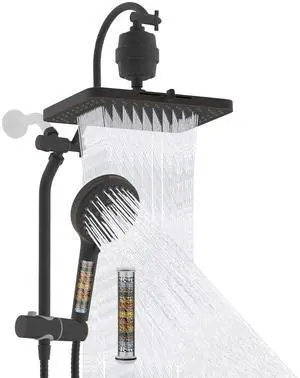 Hibbent 5-spray Filtered Rainfall Shower Head Combo, High Pressure 13'' Showerhead with 10 Spray Mod Hibbent 5-spray Filtered Rainfall Shower Head Combo, High Pressure 13'' Showerhead with 10 Spray Mod