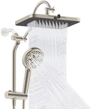 Hibbent cUPC Certified Upgraded 13'' Shower Head Combo, High Pressure 5 Spray Rainfall Showerhead wi Hibbent cUPC Certified Upgraded 13'' Shower Head Combo, High Pressure 5 Spray Rainfall Showerhead wi